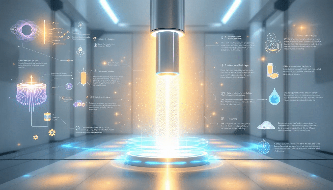An illustration of advances in photobiomodulation technology, showcasing innovative laser devices.