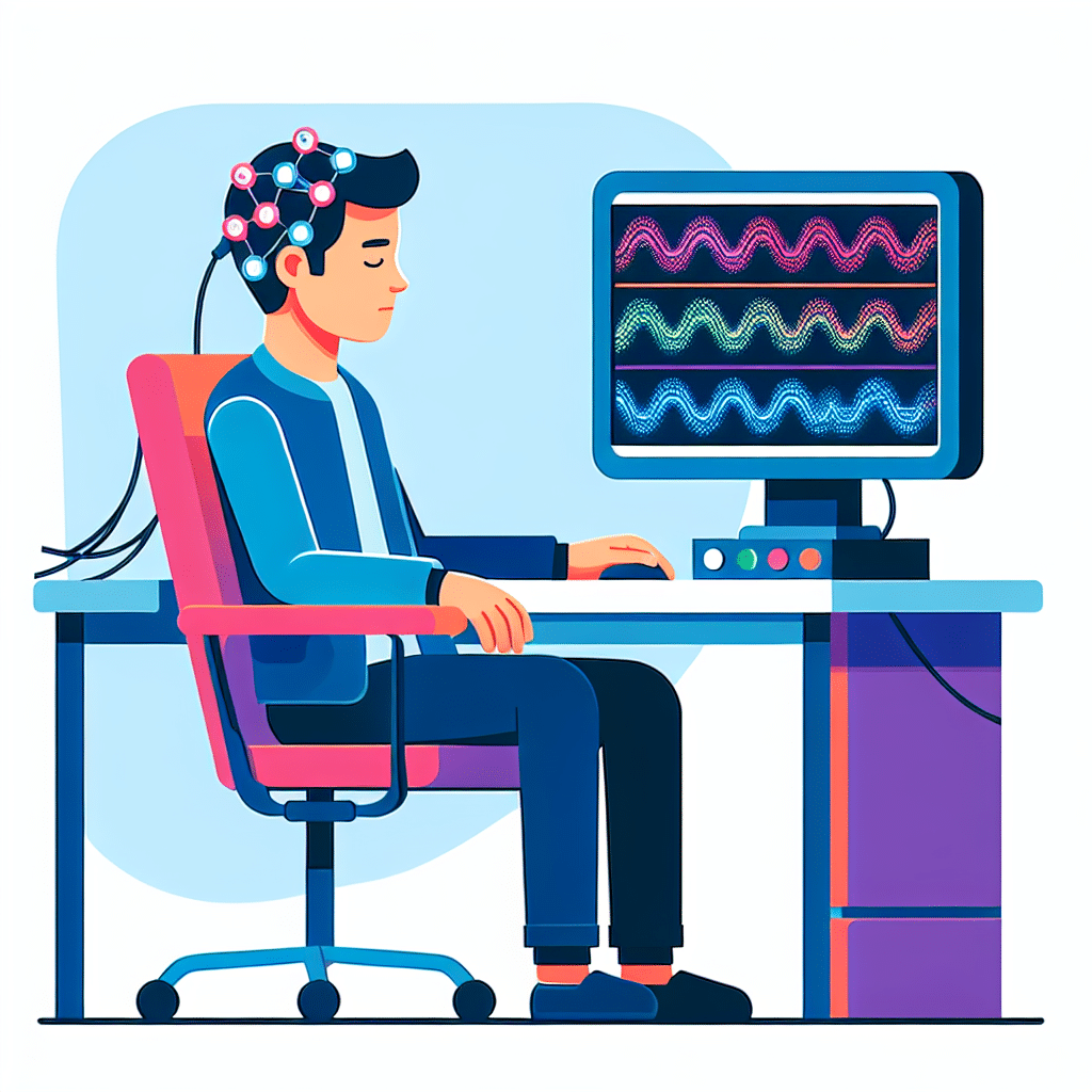 An illustration depicting the concept of neurofeedback and brain function.